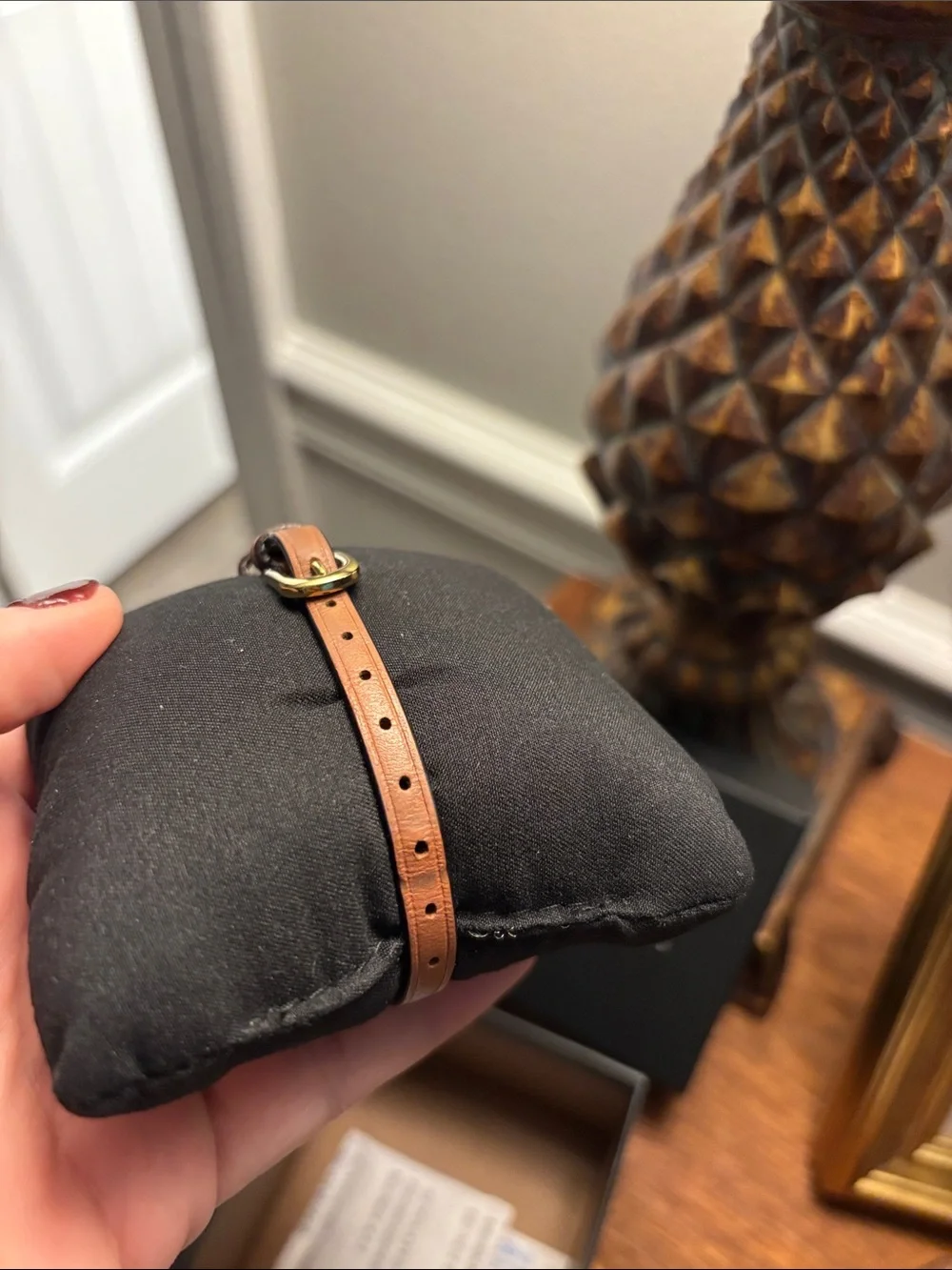 COACH Women's Brown Leather Strap Watch with Gold Case